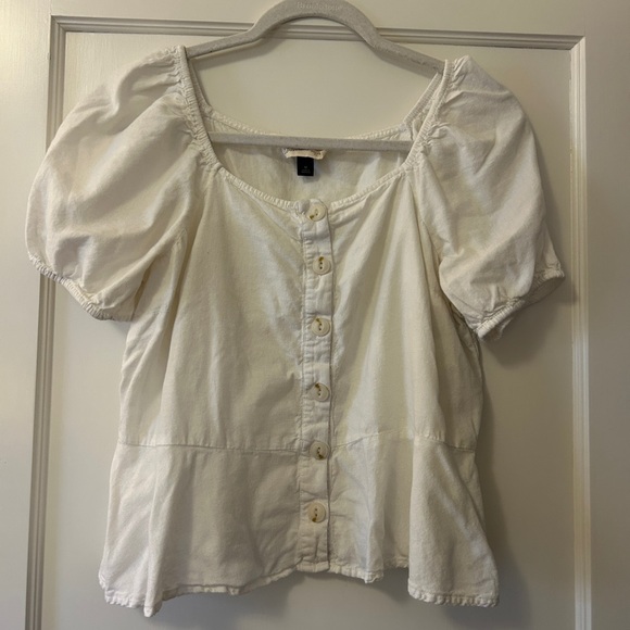 Universal Thread Tops - Universal Thread Cream Short Sleeve Button-Up Blouse